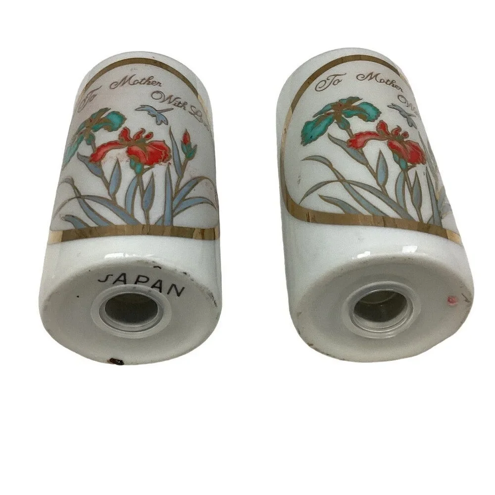 Vintage Made In Japan To Mother With Love Ceramic Salt and Pepper Shakers
